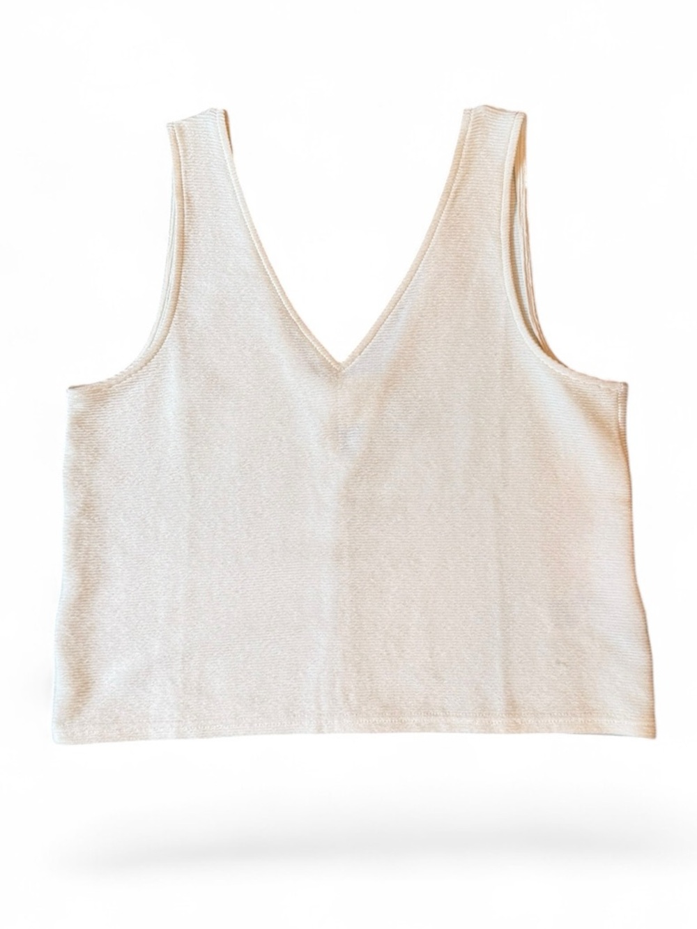 Madewell Cream V-Neck Knit Tank Top